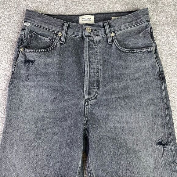 Citizens Of Humanity Sabine Jeans Women’s 26 Gray Straight High Rise Raw Hem - Picture 2 of 15